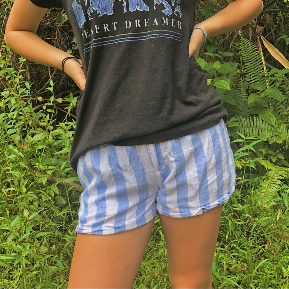 F21 striped shorts with buckle